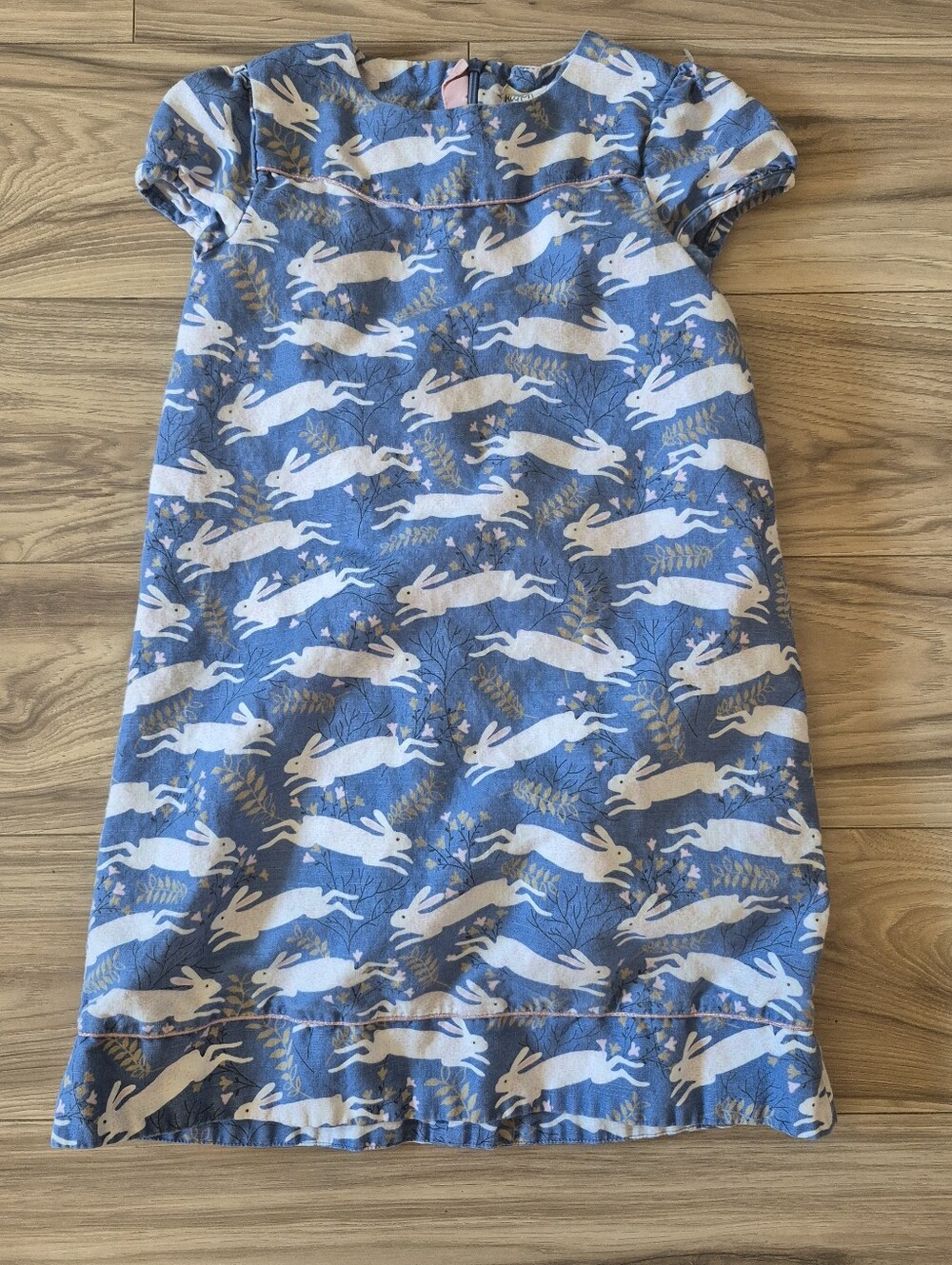 Mini Boden Girls 7/8 Blue Bunny-Print Dress for Girls